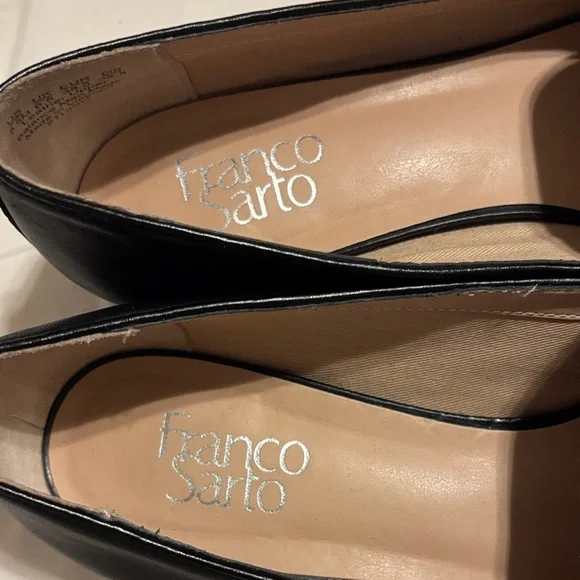 Franco Sarto Black Leather Women's Flats - Picture 2 of 4